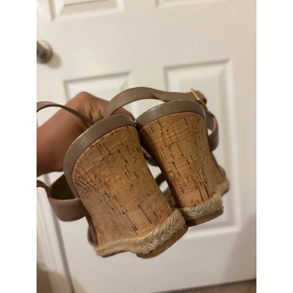 Cole haan leather wedge sandal tan brown buckle sz 9 - Picture 5 of 9